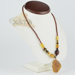 Baltic amber necklace with raw amber pendant
